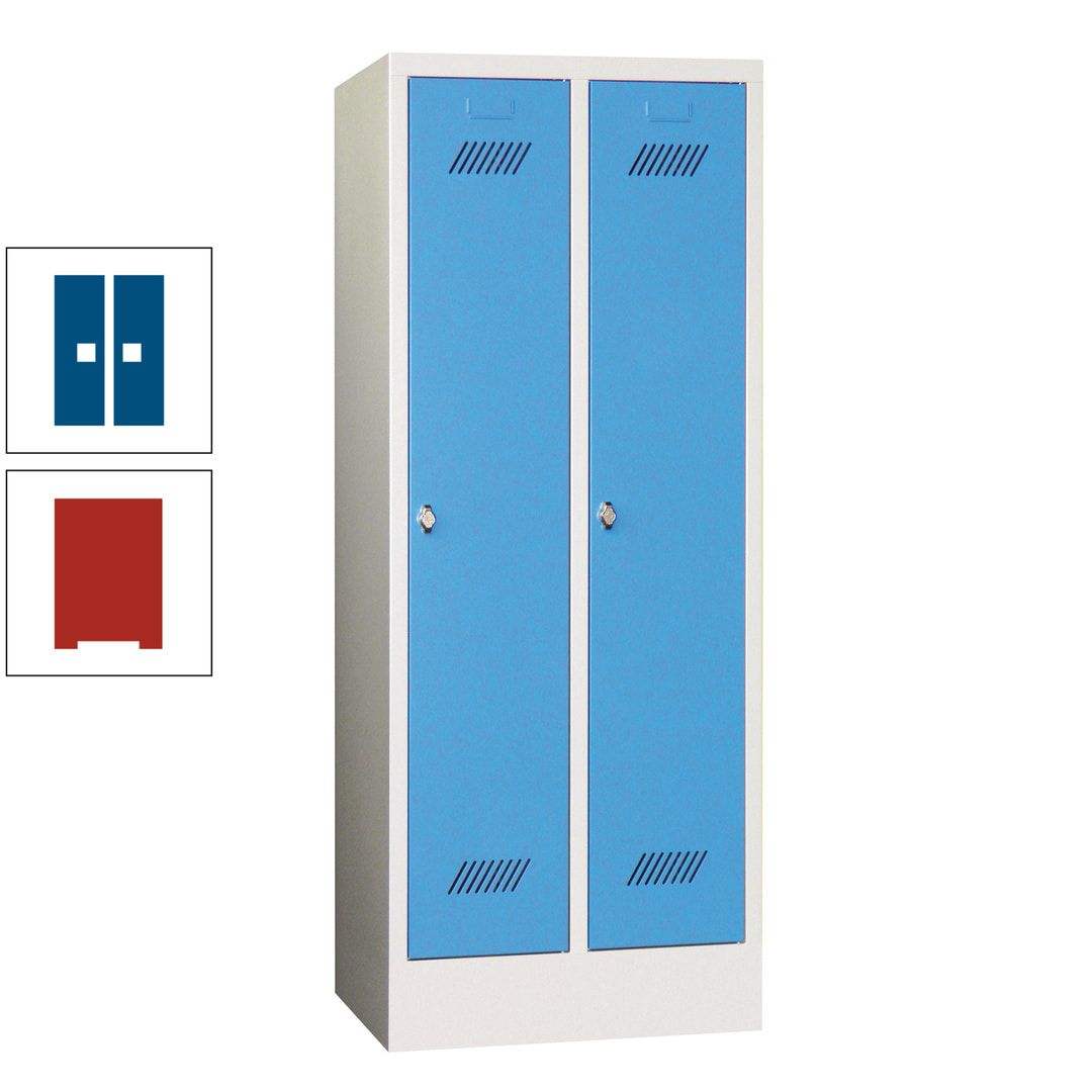 Spindschrank f. Schulen - mit Sockel - Höhe 1.600 mm - 2 Abteile a 300 mm - Drehriegel - anthrazitgrau