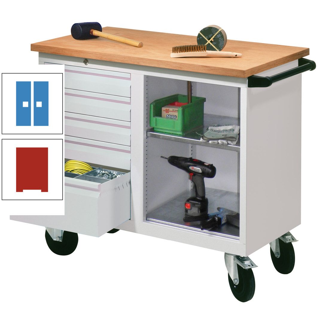 Mobile Werkbank - Werkstattwagen - 915 x 1.090 x 600 mm - 5 Schubladen und Ablagefach - anthrazitgrau