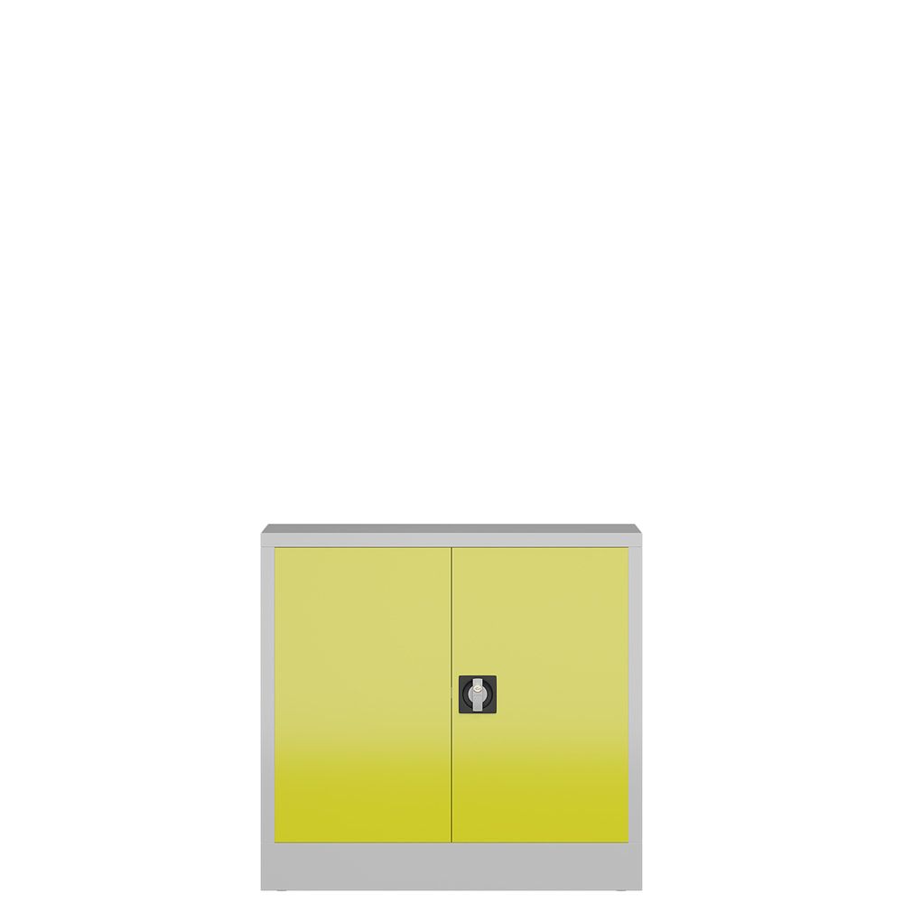 Aktenschrank, Büroschrank, abschließbar, Flügeltüren, 1 Fachboden, 750 x 800 x 380 mm (HxBxT), Stahl, Korpus und Türen lichtgrau