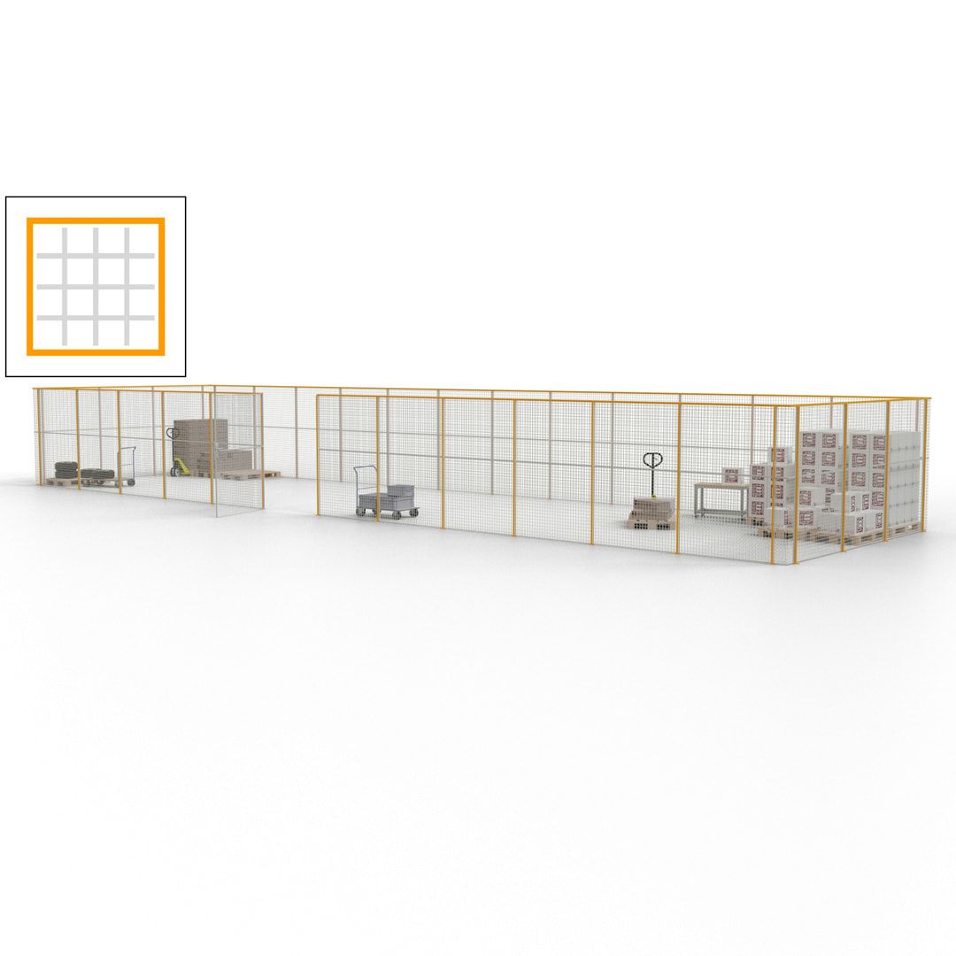 Maschinen Schutzgitter - Hallentrennwand - Sicherheitszaun - Tür - 45 m - 2.200 x 18.400 x 4.900 mm (HxBxT) - enzianblau