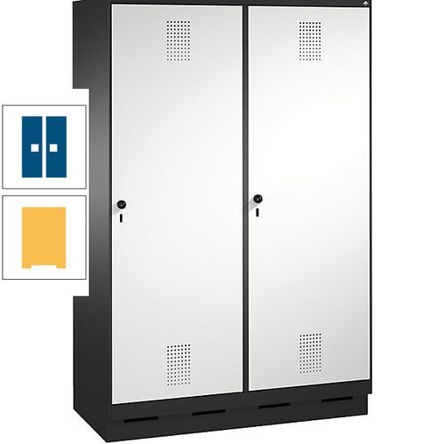 Doppel-Spind, Garderobenschrank, 2 Türen für 4 Abteile a 300 mm, Korpus anthrazitgrau, Türen anthrazitgrau, 1.800 x 1.200 x 500 mm (HxBxT)