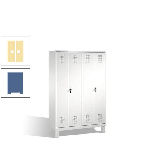 Doppel-Spind, Doppeltüren, Garderobenschrank mit Füßen, 4 Abteile a 300 mm, Korpus anthrazitgrau, Tür anthrazitgrau, 1.850 x 1.200 x 500 mm (HxBxT)