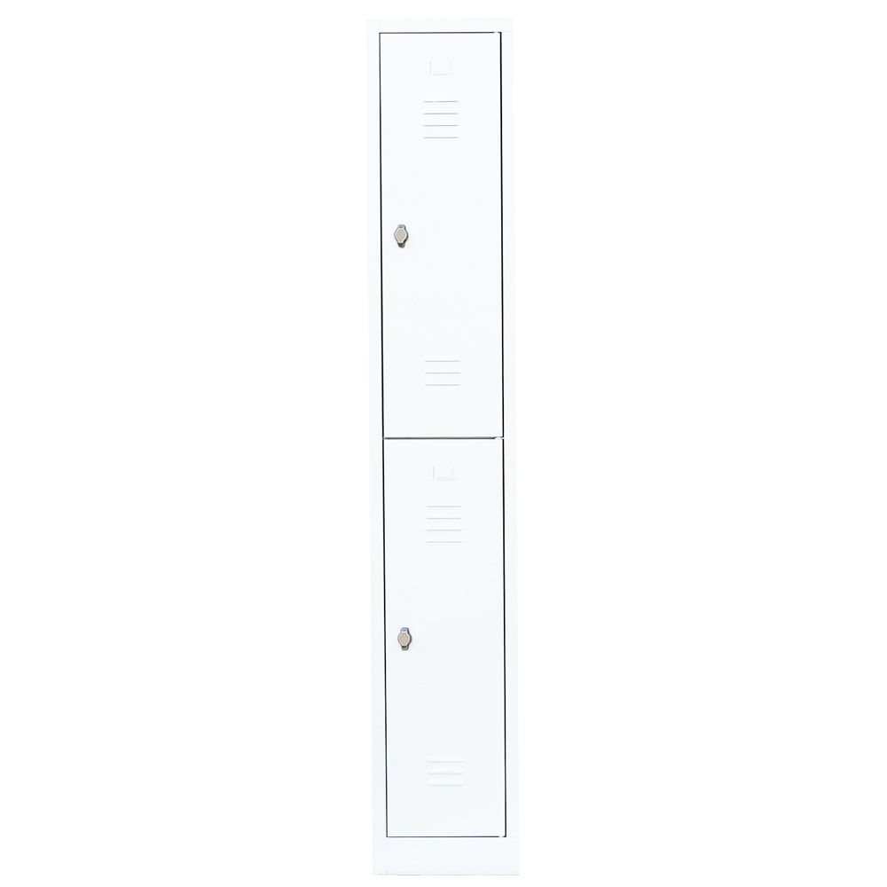 Garderobenschrank, Doppelstockspind, 1 Abteil, 2 Fächer, 1.800 x 315 x 500 mm (HxBxT), Stahl, Drehriegel, Korpus: lichtgrau, Front: anthrazitgrau