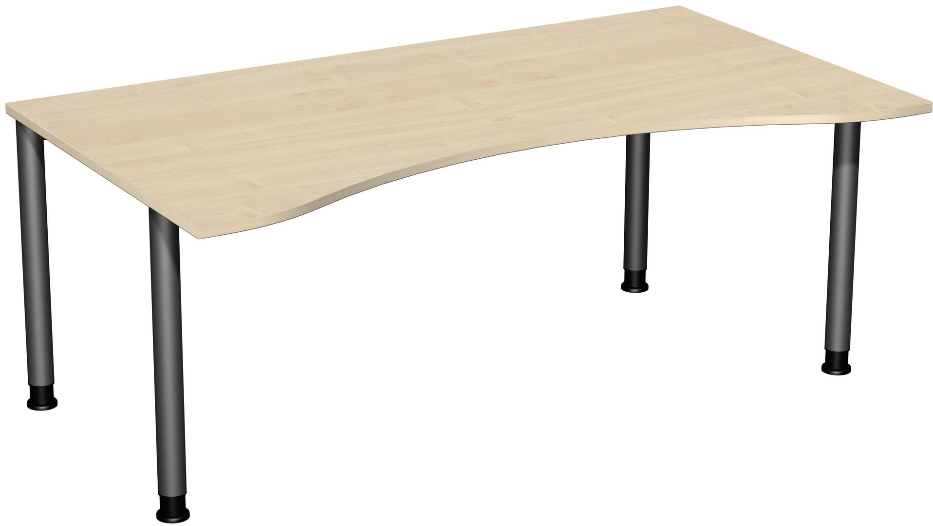 Ergo-Schreibtisch - 4-Fuß Flex - Bürotisch - Höhe 680-800 mm - 1.600 x 1.000 mm (BxT) - Gestell anthrazit - Ahorn