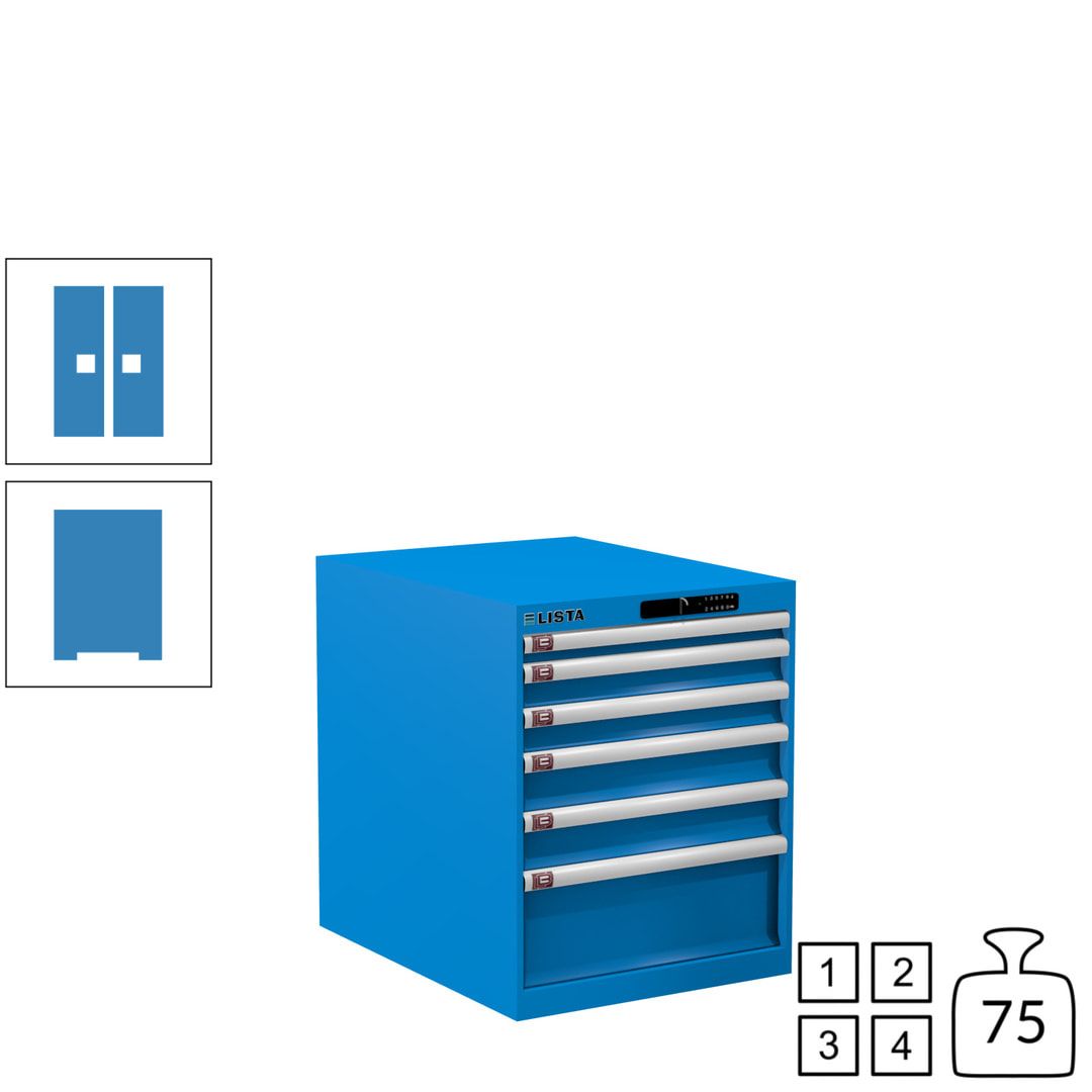 Lista Schubladenschrank - 14.352.010 - 700x564x725 mm (HxBxT) - 6 Schubladen - 75 kg - Key Lock - lichtblau (RAL 5012)