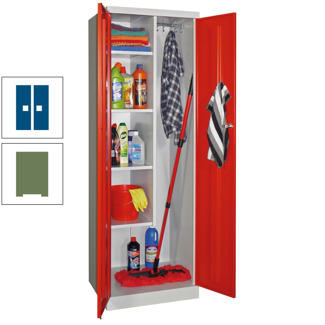 Putzschrank mit Sockel - 1 Abteil mit Trennwand - 1.800x600x500 mm (HxBxT) - Zylinderschloss - anthrazitgrau