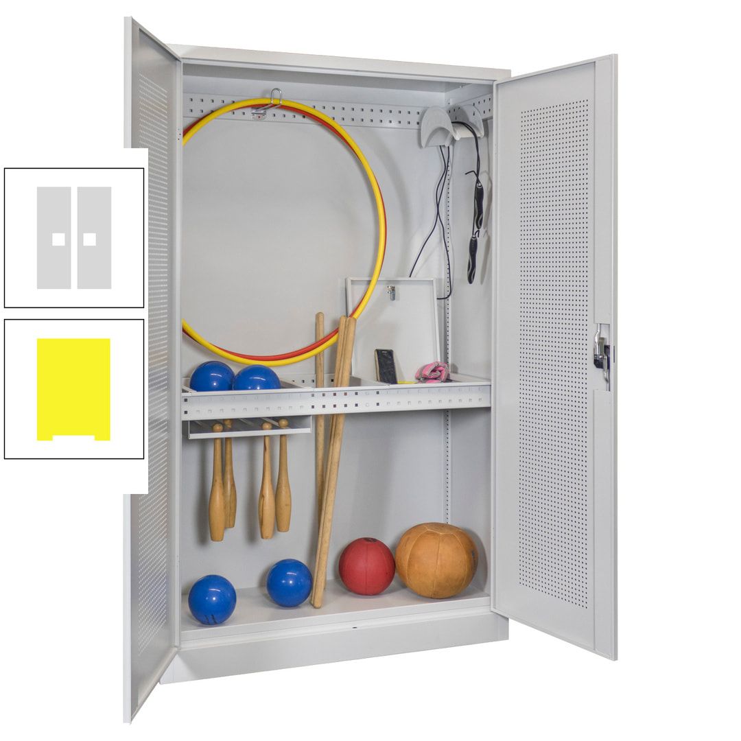 Sportschrank - Lochfeldtüren - Variante 1 - 1.950x1.200x500 mm (HxBxT) - anthrazitgrau