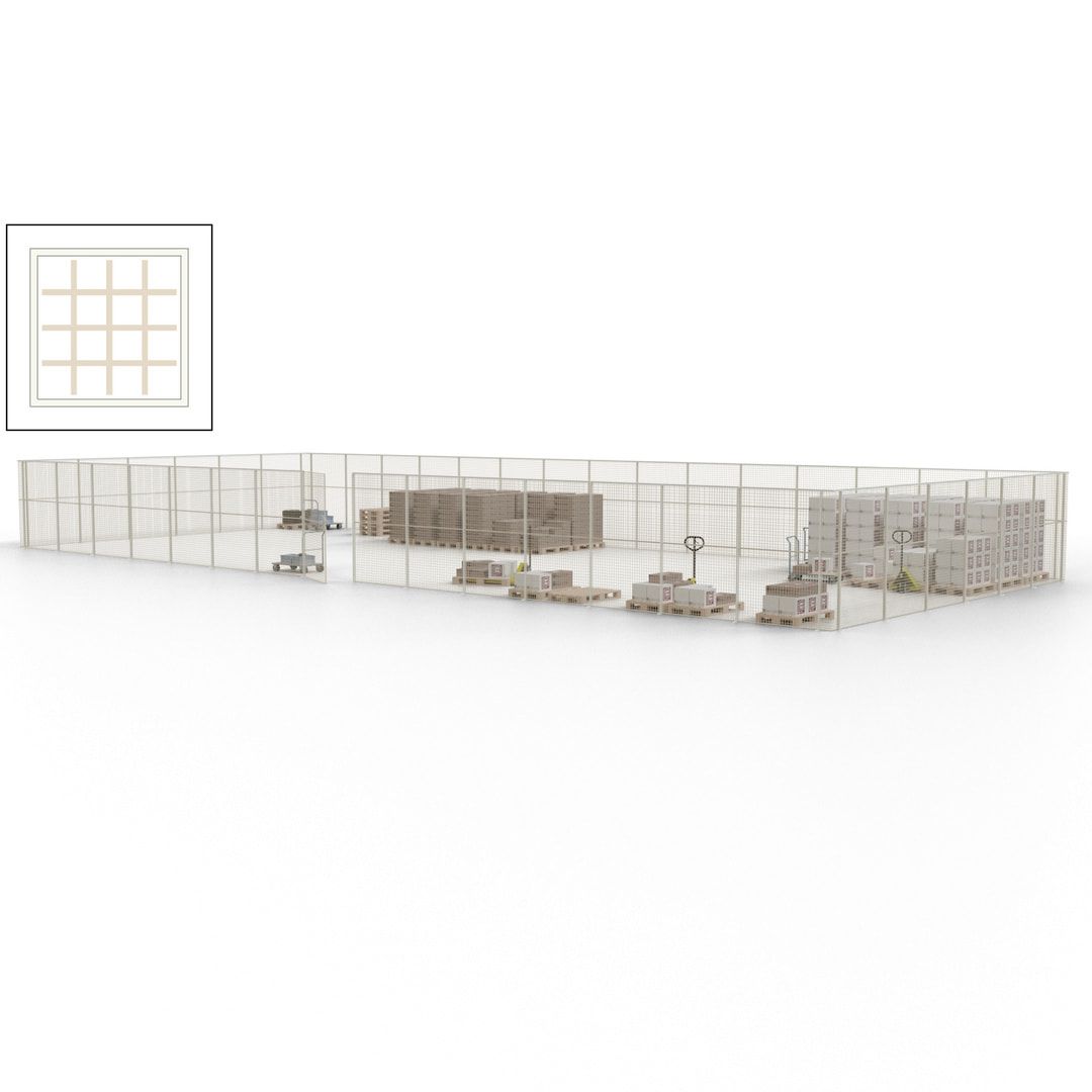 Maschinen Schutzgitter - Hallentrennwand - Sicherheitszaun - Tür - 63 m - 2.200 x 22.900 x 9.400 mm (HxBxT) - enzianblau