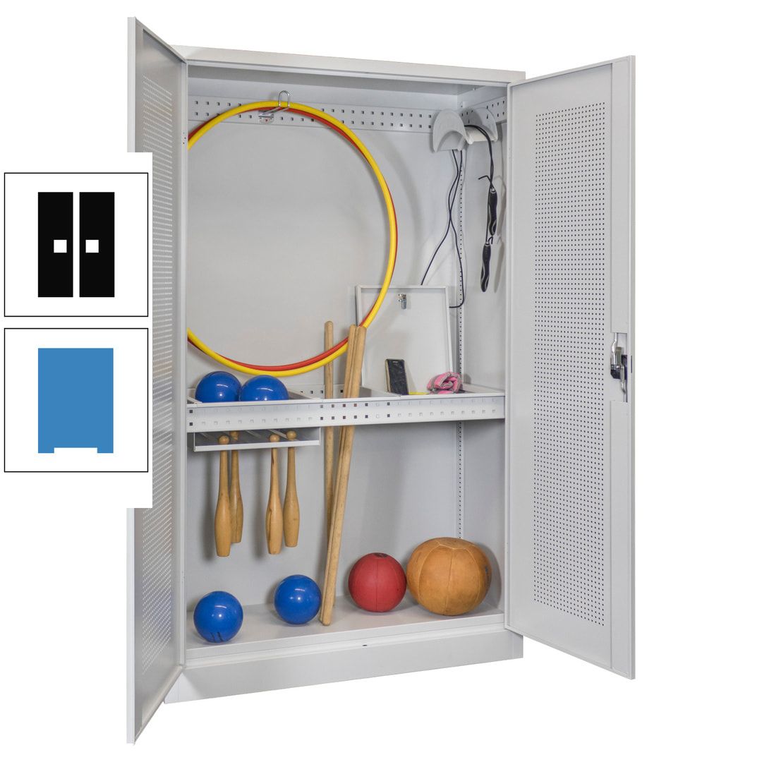 Sportschrank - Lochfeldtüren - Variante 1 - 1.950x1.200x500 mm (HxBxT) - anthrazitgrau