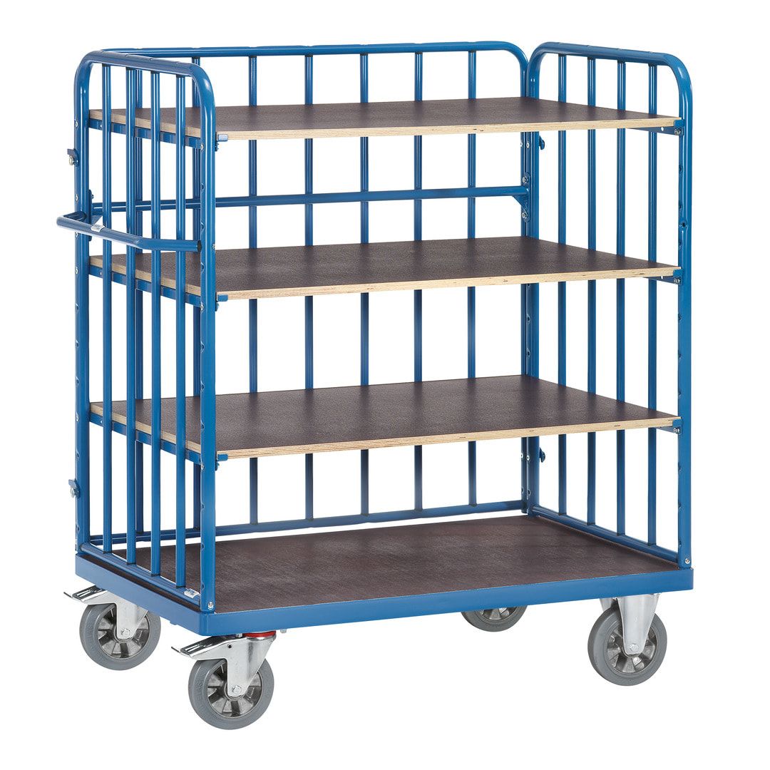 Fetra - Etagenwagen - 1.200 kg - (HxBxT) 1.583 x 724 x 1.184 mm - 4 Böden - Längswand