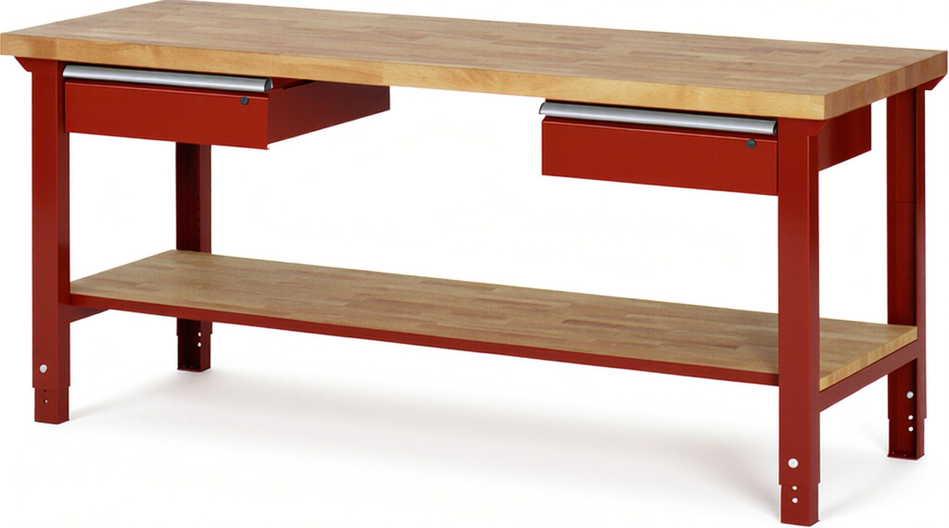 Werkbank mit Ablage - 2 Schubladen - 150:2 - höhenverstellbar 790 - 1.140 mm - 2.000 x 700 mm (BxT) - 750 kg - Buche - Anthrazitgrau