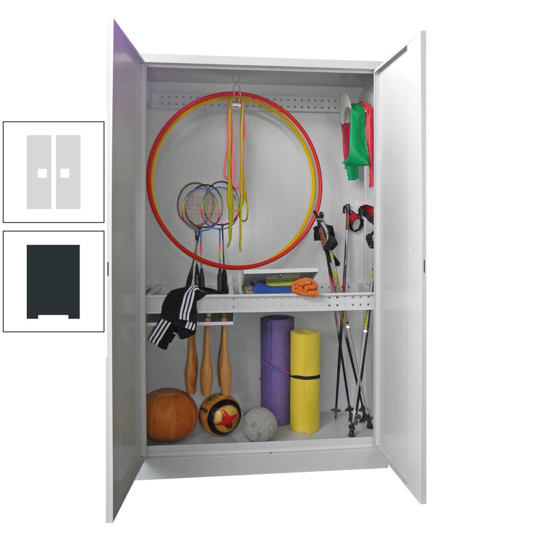 Sportschrank - Vollblechtüren - Variante 1 - 1.950x1.200x500 mm (HxBxT) - anthrazitgrau