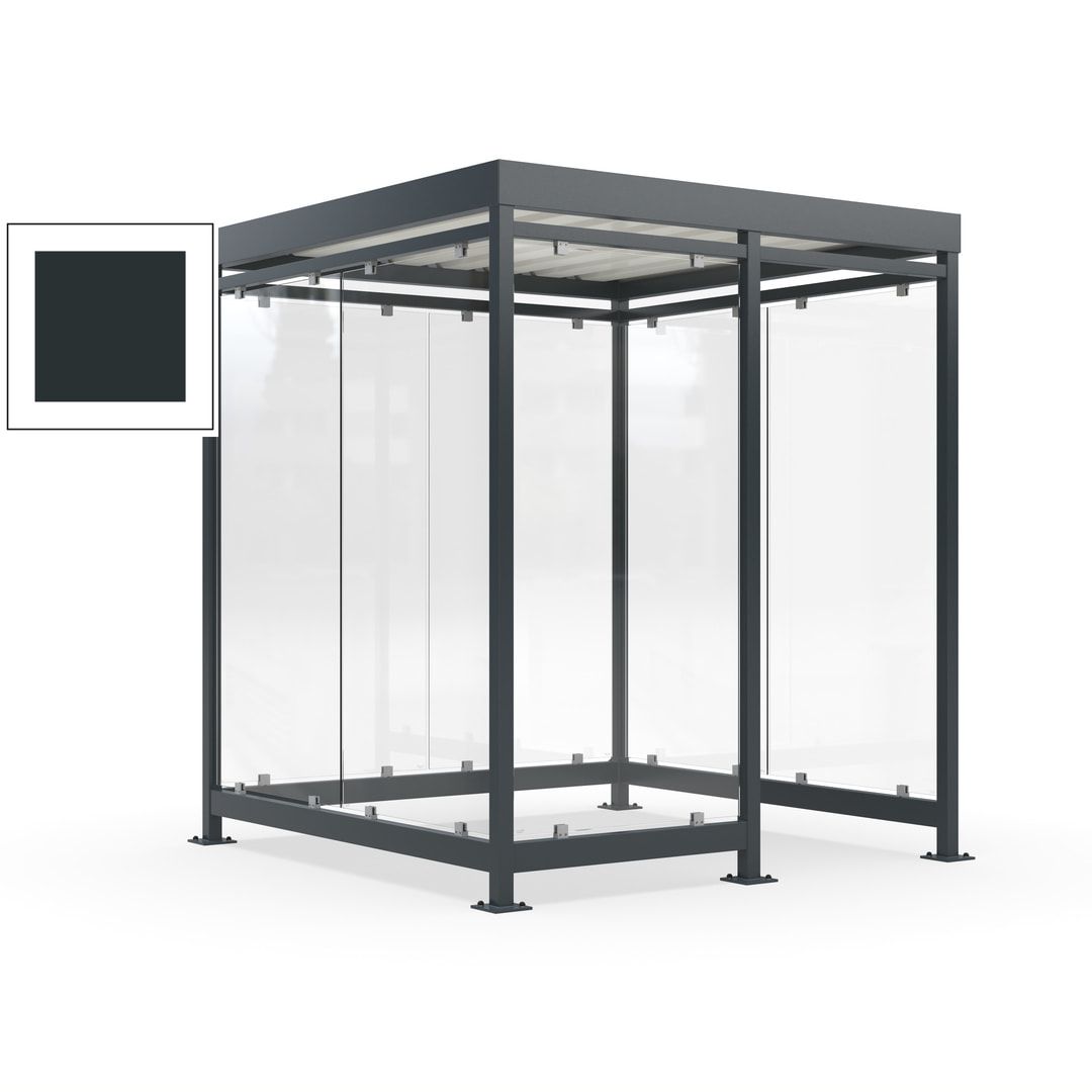 Raucherunterstand, Bushaltestelle, 7 Wände, 6-7 Personen, 2.510 x 2.165 x 2.165 mm (HxBxT), Farbe Achatgrau