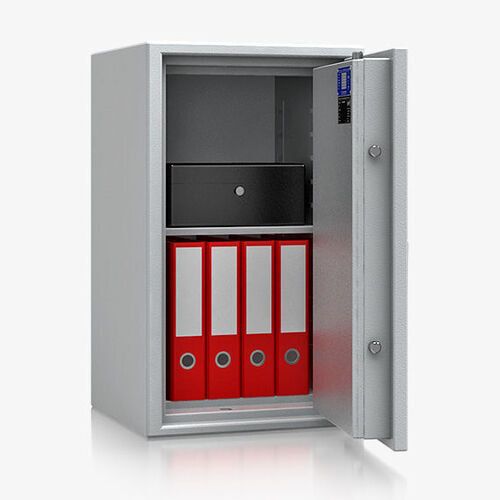 Dokumententresor, Geldschrank, Safe, VdS Klasse 1, 60 Minuten feuerfest, Türen 1-flügelig, 1 Fachboden, 615 x 463 x 440 mm (HxBxT), Farbe lichtgrau