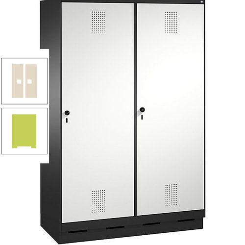Doppel-Spind, Garderobenschrank, 2 Türen für 4 Abteile a 300 mm, Korpus anthrazitgrau, Türen anthrazitgrau, 1.800 x 1.200 x 500 mm (HxBxT)