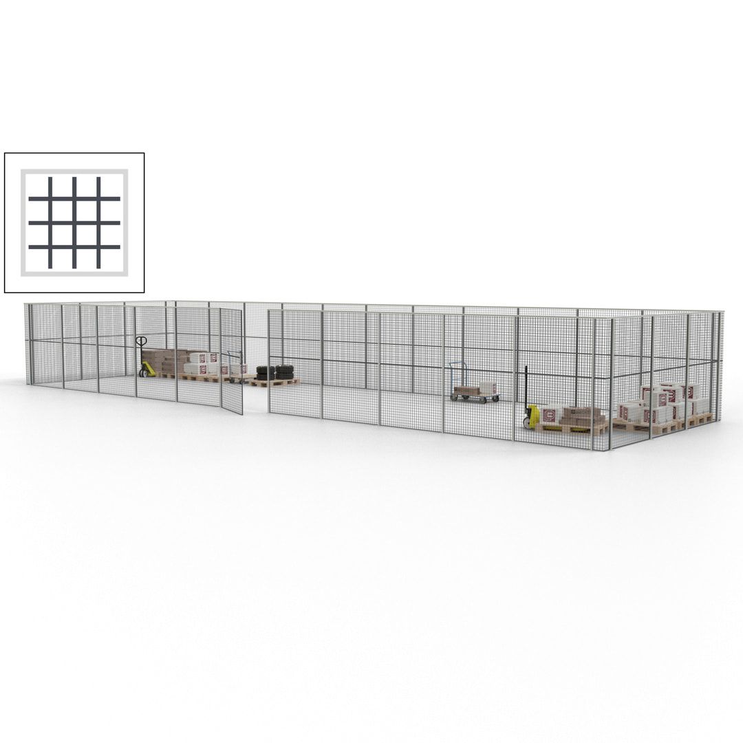 Maschinen Schutzgitter - Hallentrennwand - Sicherheitszaun - Tür - 42 m - 2.200 x 16.900 x 4.900 mm (HxBxT) - enzianblau
