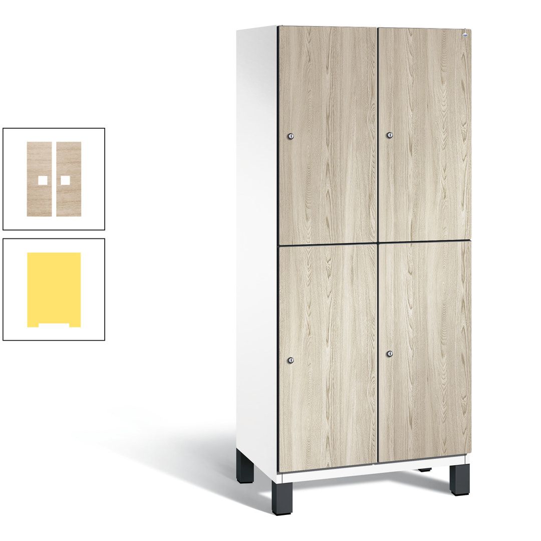 Fächerschrank, Garderobenschrank, mit Füßen, 2 Abteile, 1.980 x 800 x 525 mm (HxBxT), Korpus anthrazitgrau, Tür Donau-Ahorn
