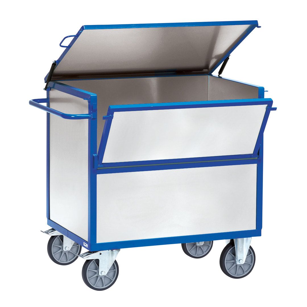 Fetra - Blechkastenwagen - 600 kg Traglast - 700 x 1.000 mm (HxB) - mit Deckel - verzinkt