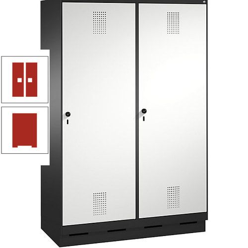 Doppel-Spind, Garderobenschrank, 2 Türen für 4 Abteile a 300 mm, Korpus anthrazitgrau, Türen anthrazitgrau, 1.800 x 1.200 x 500 mm (HxBxT)