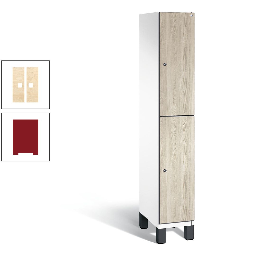 Fächerschrank, Garderobenschrank, mit Füßen, 1 Abteile, 1.980 x 300 x 525 mm (HxBxT), Korpus anthrazitgrau, Tür Donau-Ahorn