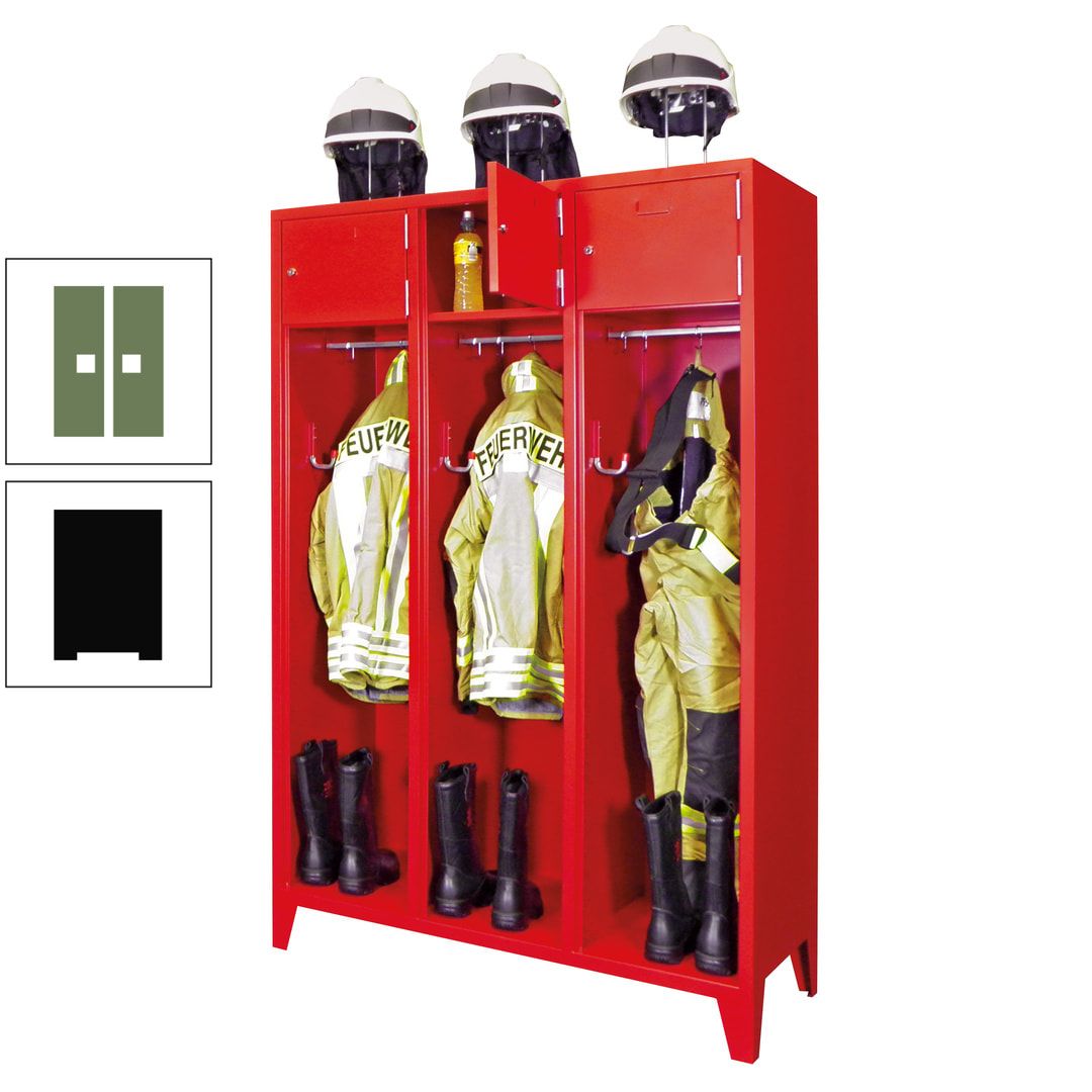 Feuerwehrschrank - 2 Abteile - Ablagefach mit Tür, Etikettenrahmen - 2.100 x 830 x 500 mm (HxBxT) - anthrazitgrau