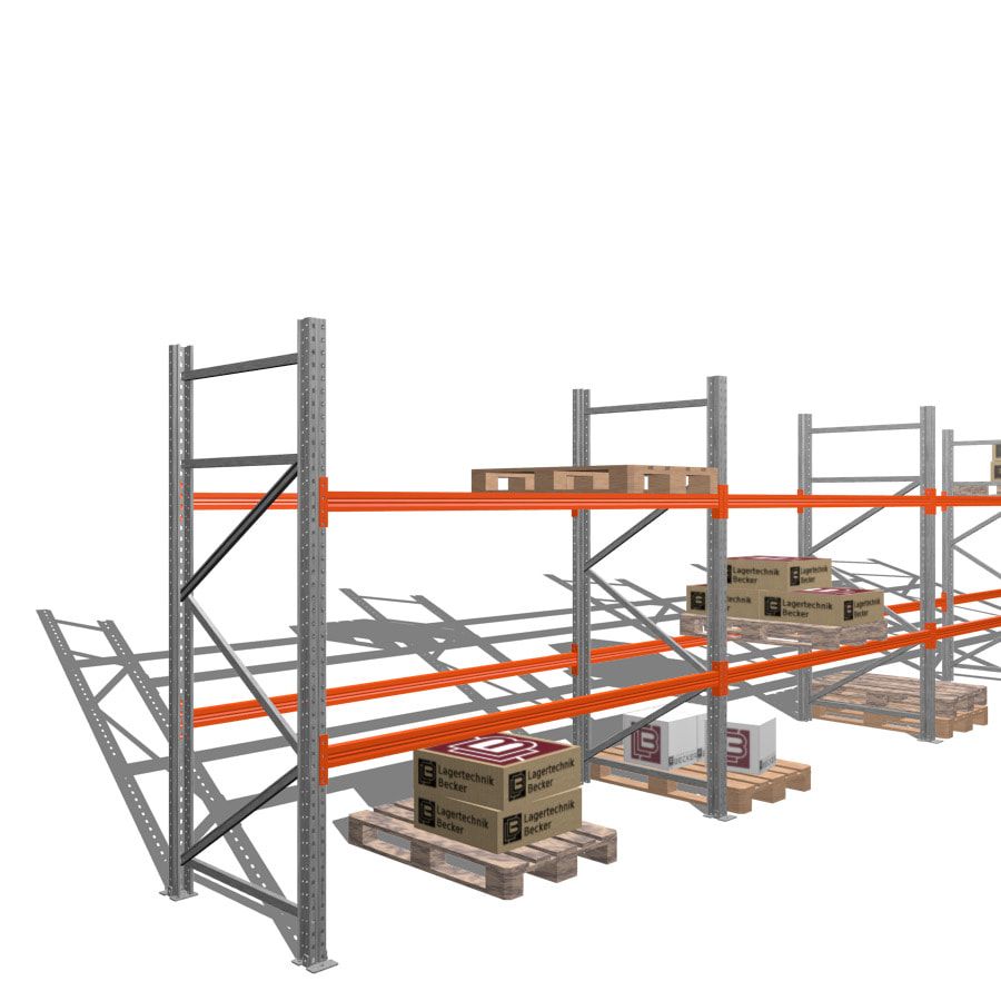 Palettenregal - 2,2 t - 2,5 x 11,3 x 1,1 m - 4 Felder - Schwerlastregal