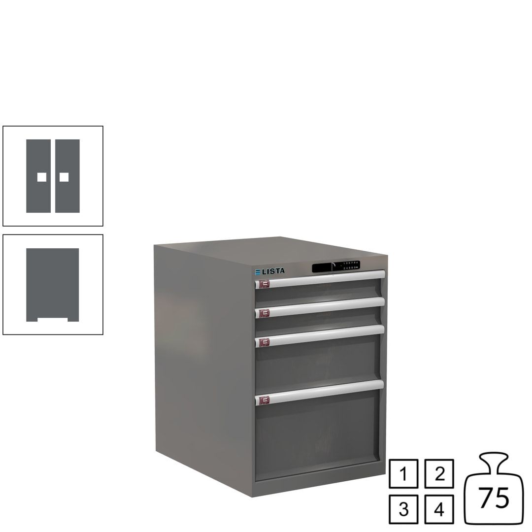 Lista Schubladenschrank - 14.371.010 - 800x564x725 mm (HxBxT) - 4 Schubladen - 75 kg - Key Lock - lichtblau (RAL 5012)