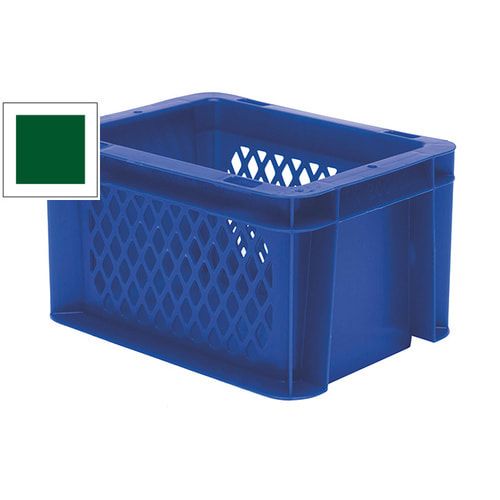 Eurobox - Eurokasten - Volumen 2 l - Boden geschlossen, Wände durchbrochen - 120 x 100 x 200 mm (HxBxT) - VE 16 Stk. - blau