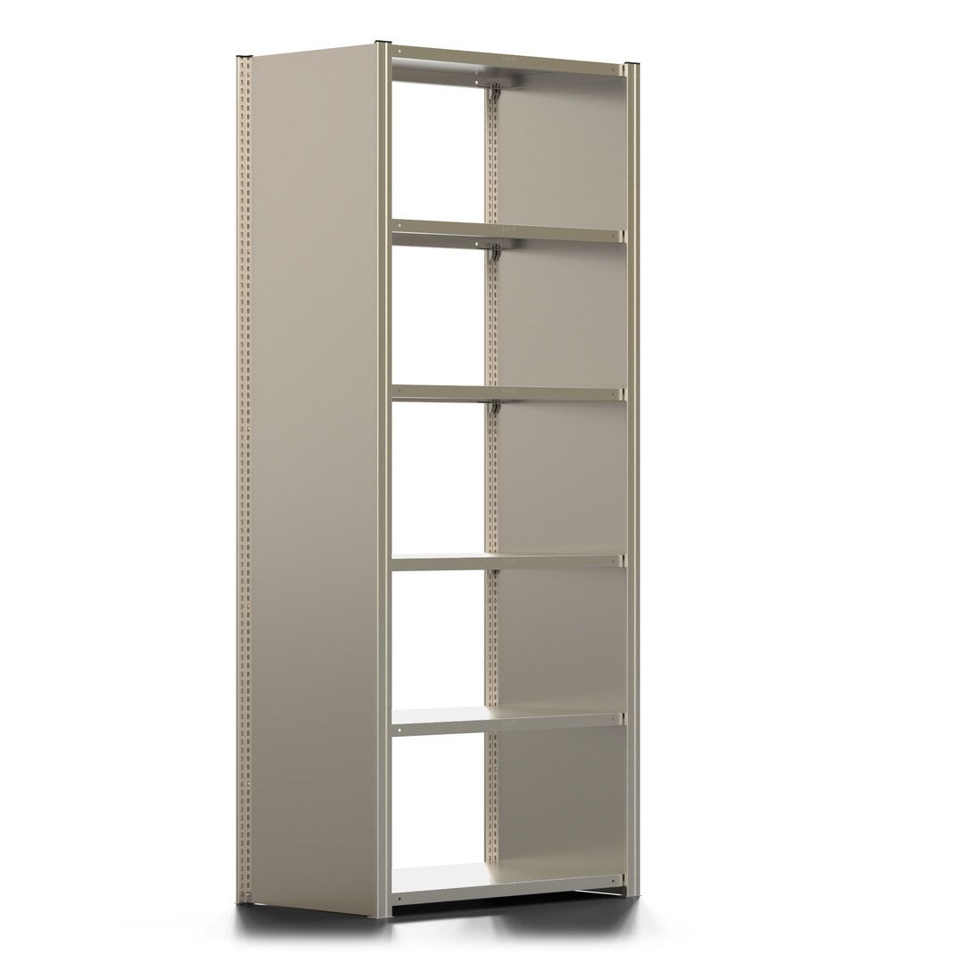 Fachbodenregal mit Seitenwand - 350 kg - 2.500 x 1.005 x 600 mm (HxBxT) - Anbauregal - 6 Böden - verzinkt - Lagerregal - Steckregal - BERT