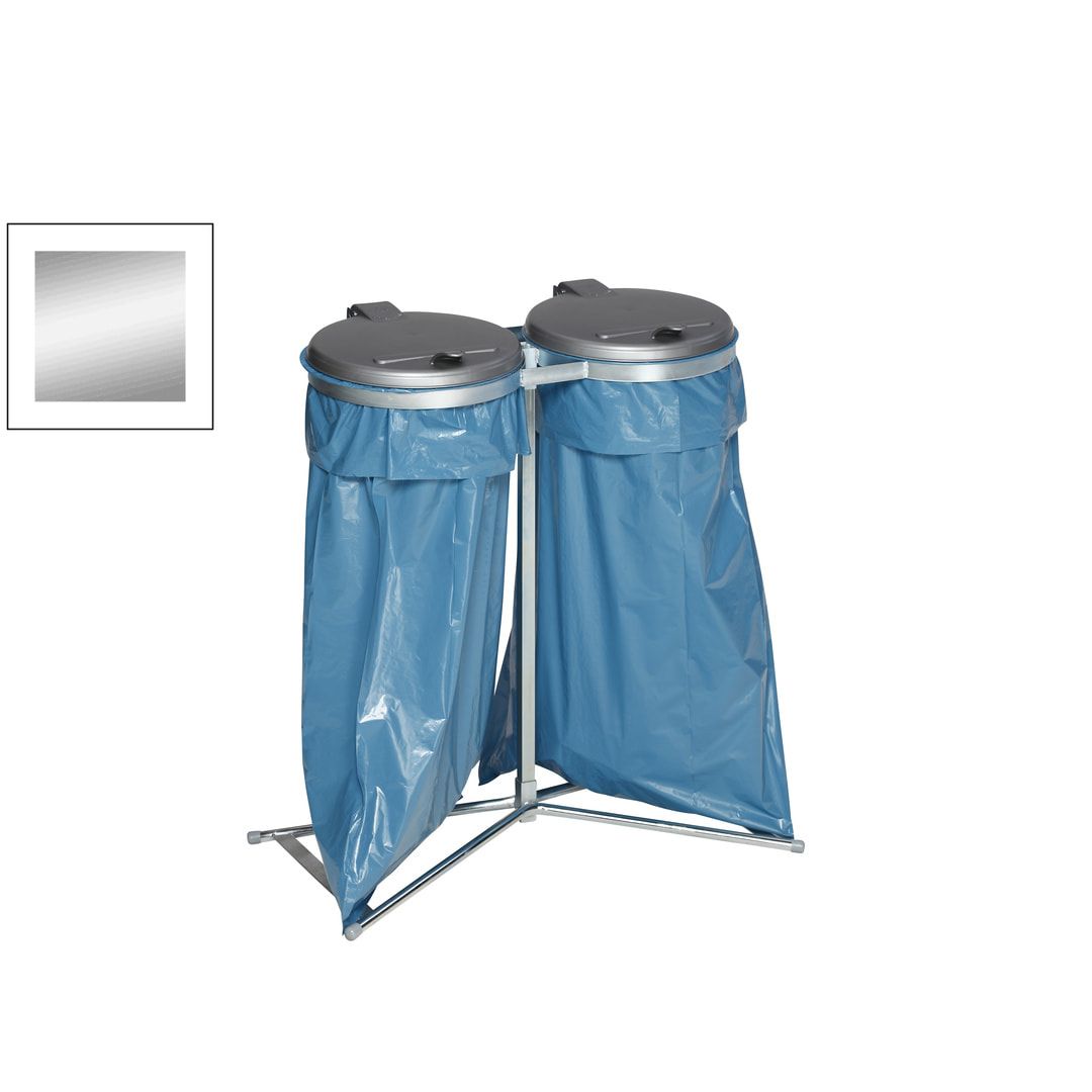 Müllsackhalter zur Wandmontage - für einen 120 l Sack - 400 x 510 mm (BxT) - enzianblau - Deckel Feuerverzinkt