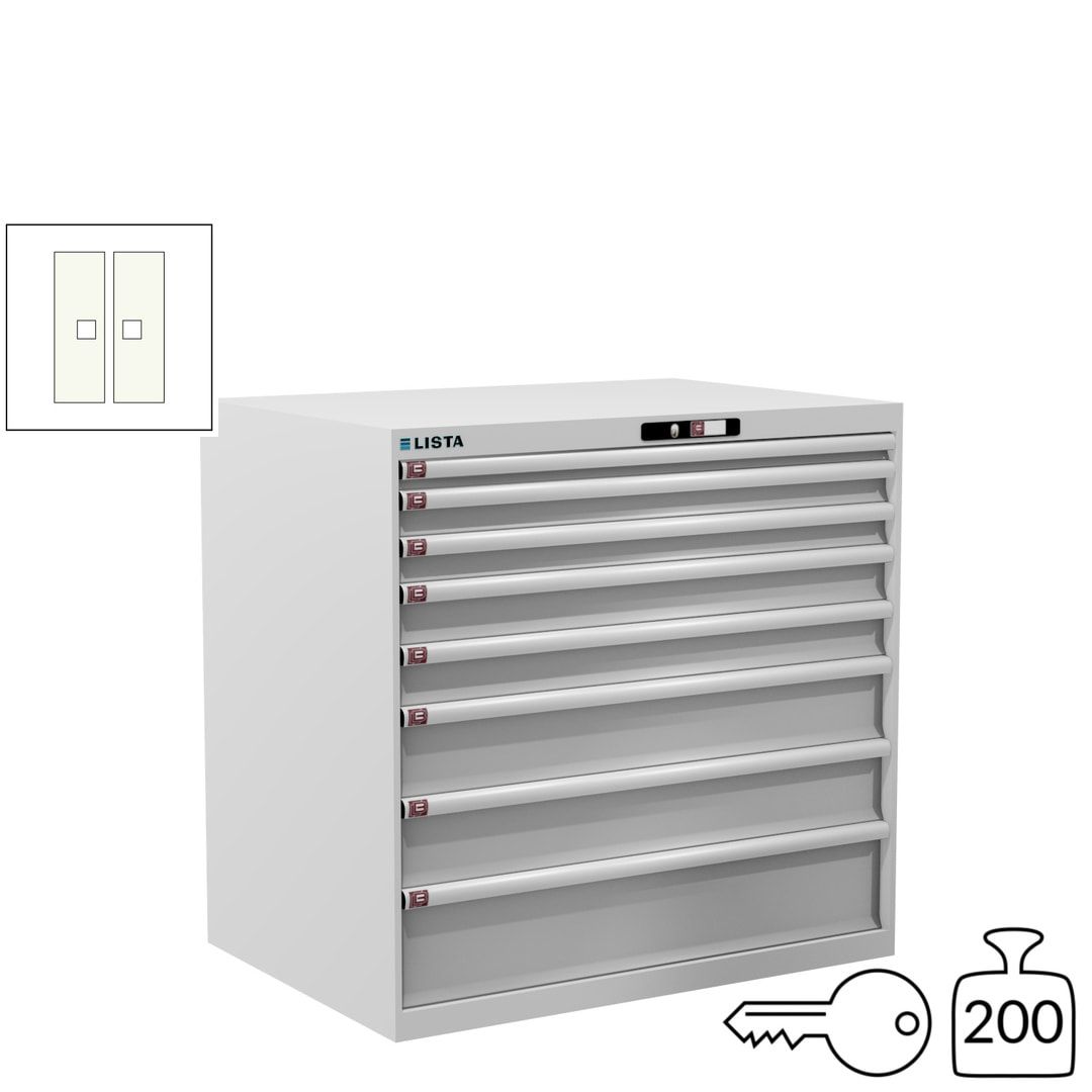 Lista Schubladenschrank - 12.541.010 - 1.000x1.023x725 mm (HxBxT) - 8 Schubladen - 200 kg - Key Lock - lichtblau (RAL 5012)