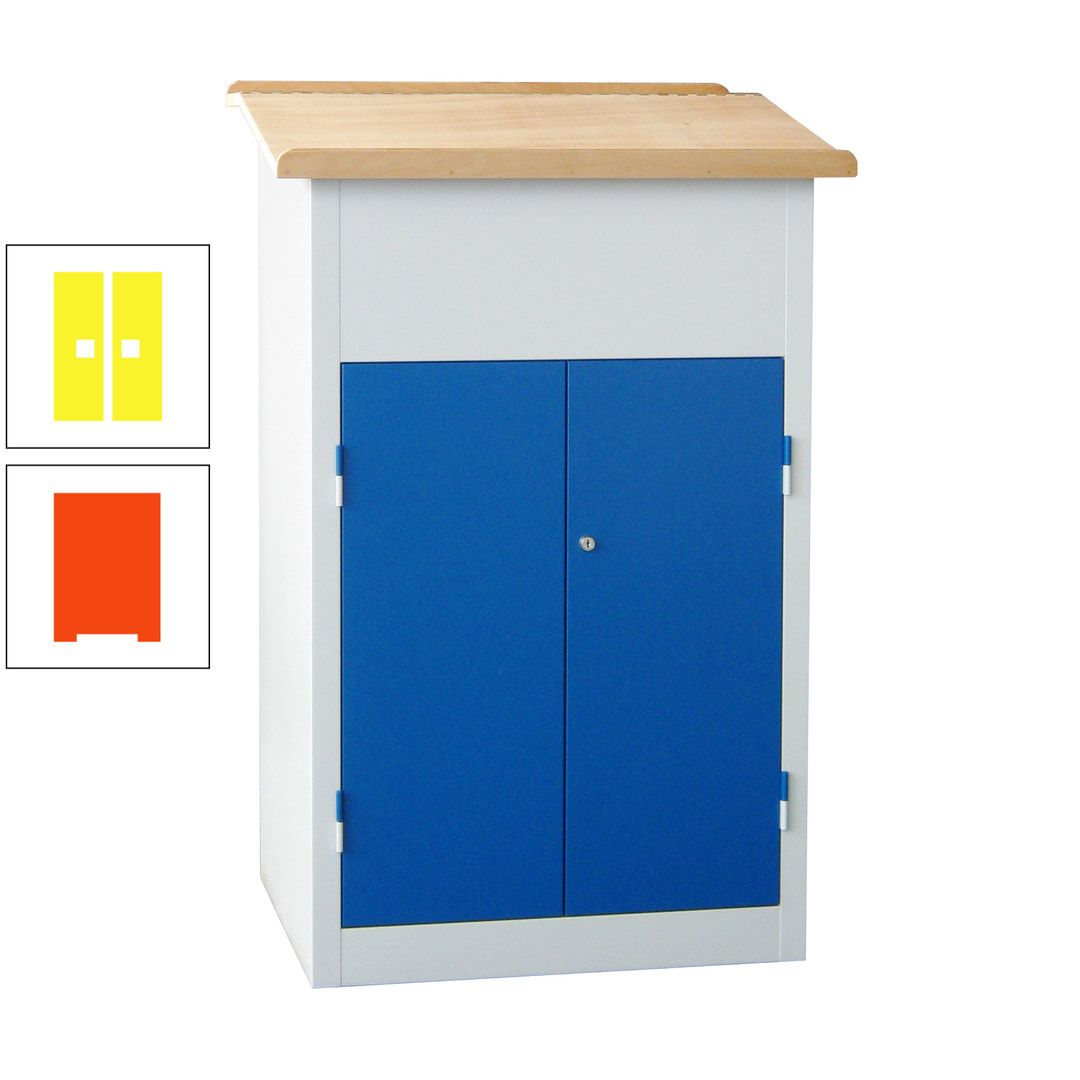 Stehpult mit Schrank - Vollblechtür - Zylinderschloss - 2 Böden - 1.200 x 700 x 600 mm (HxBxT) - anthrazitgrau