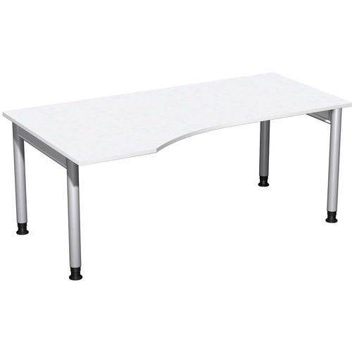 Eckschreibtisch, Ecke links, Füße einseitig verkürzt, 4-Fuß Pro, höhenverstellbar, 680-800 x 1.600 x 1.000 mm (HxBxT), Dekor Ahorn