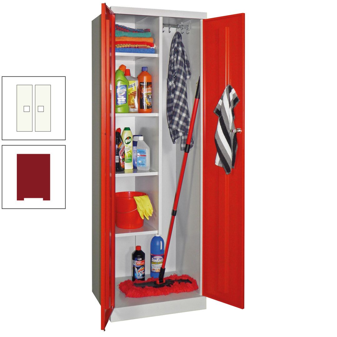 Putzschrank mit Sockel - 1 Abteil mit Trennwand - 1.800x600x500 mm (HxBxT) - Zylinderschloss - anthrazitgrau