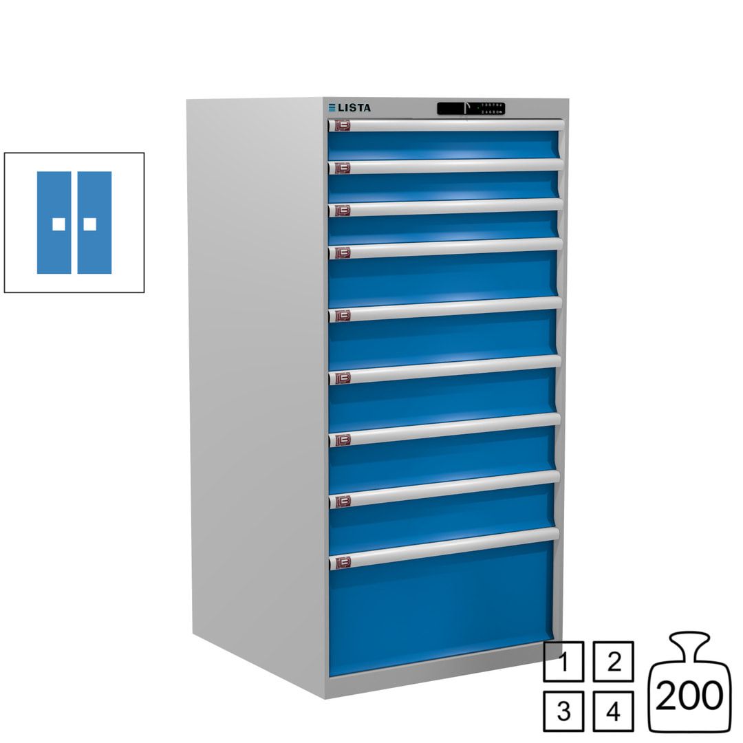 Lista Schubladenschrank - 13.106.010 - 1.450x717x725 mm (HxBxT) - 9 Schubladen - 200 kg - Key Lock - lichtblau (RAL 5012)