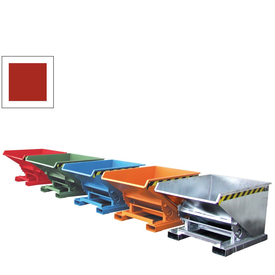 BAUER Kippbehälter - Abrollsystem - Volumen 2.100 l - Traglast 1.500 kg - 1.095 x 1.870 x 1.720 mm (HxBxT) - feuerrot (RAL 3000)