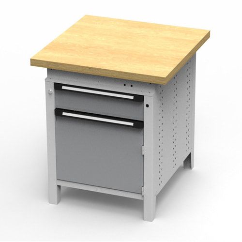 OTTOKIND Werkbank - Arbeitsplatte bündig - 850 x 605 x 750 mm (HxBxT) - Schublade - Schrank - lichtgrau