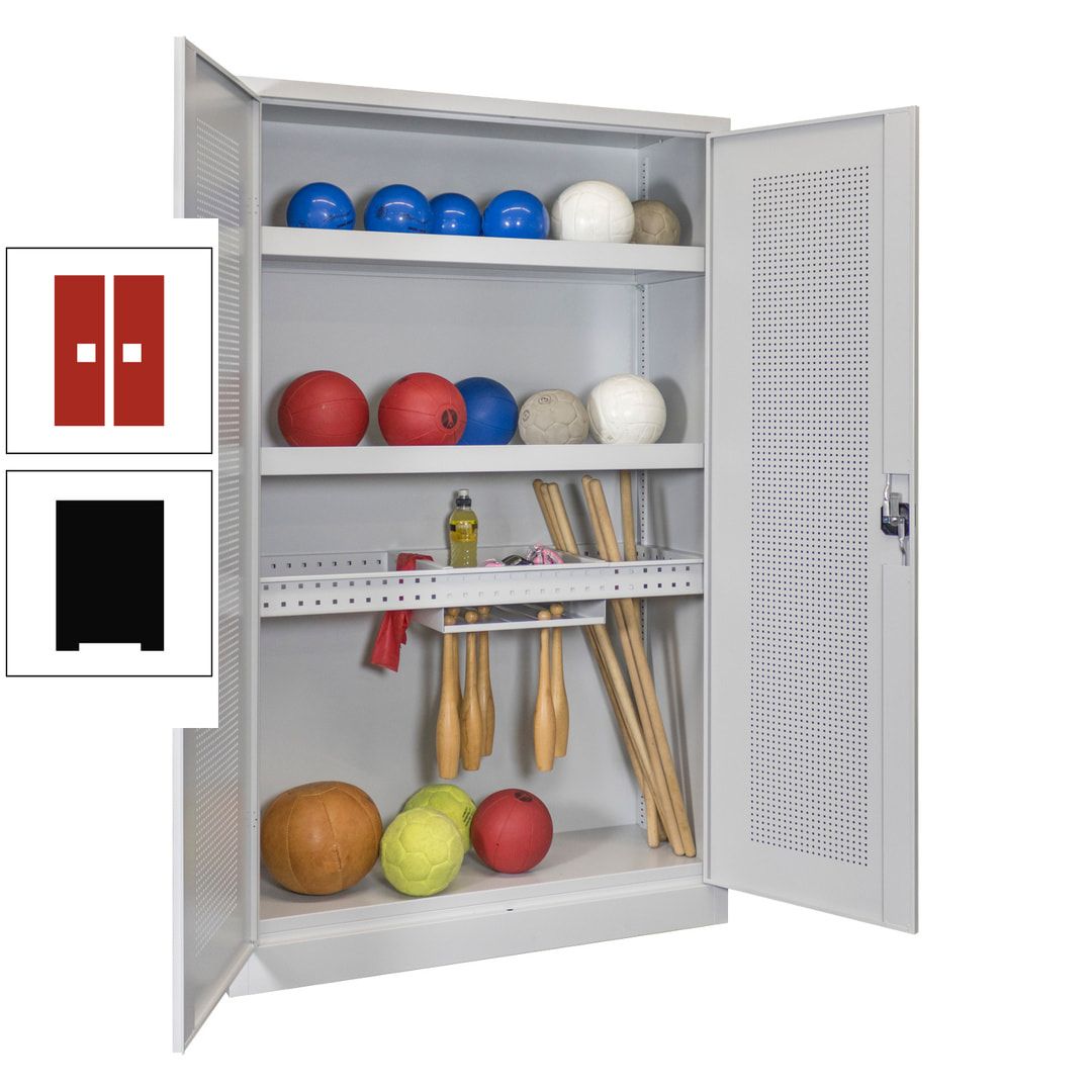 Sportschrank - Lochfeldtüren - Variante 2 - 1.950x1.200x500 mm (HxBxT) - anthrazitgrau