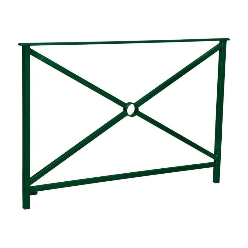 Geländer Kreuz und Kreis - 1.000 x 1.500 mm - flacher Handlauf - Farbe enzianblau - Außengeländer Systemgeländer