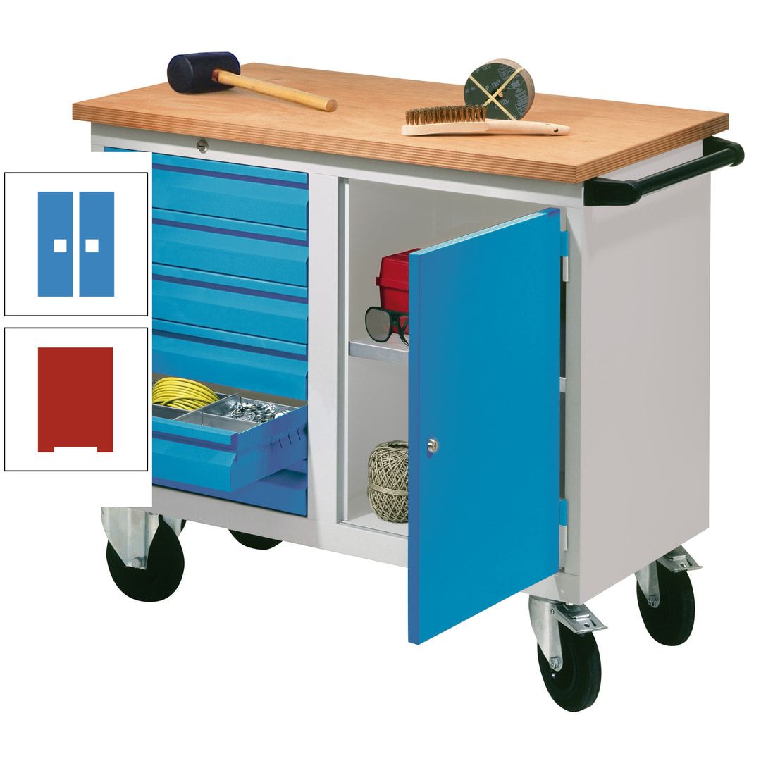 Mobile Werkbank - Werkstattwagen - 915 x 1.090 x 600 mm - 6 Schubladen und Schrankfach - anthrazitgrau