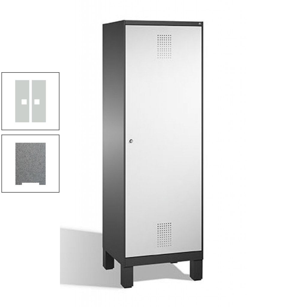 Doppel-Spind, Garderobenschrank, 1 Tür für 2 Abteile a 300 mm, Korpus anthrazitgrau, Türen anthrazitgrau, 1.850 x 600 x 500 mm (HxBxT)