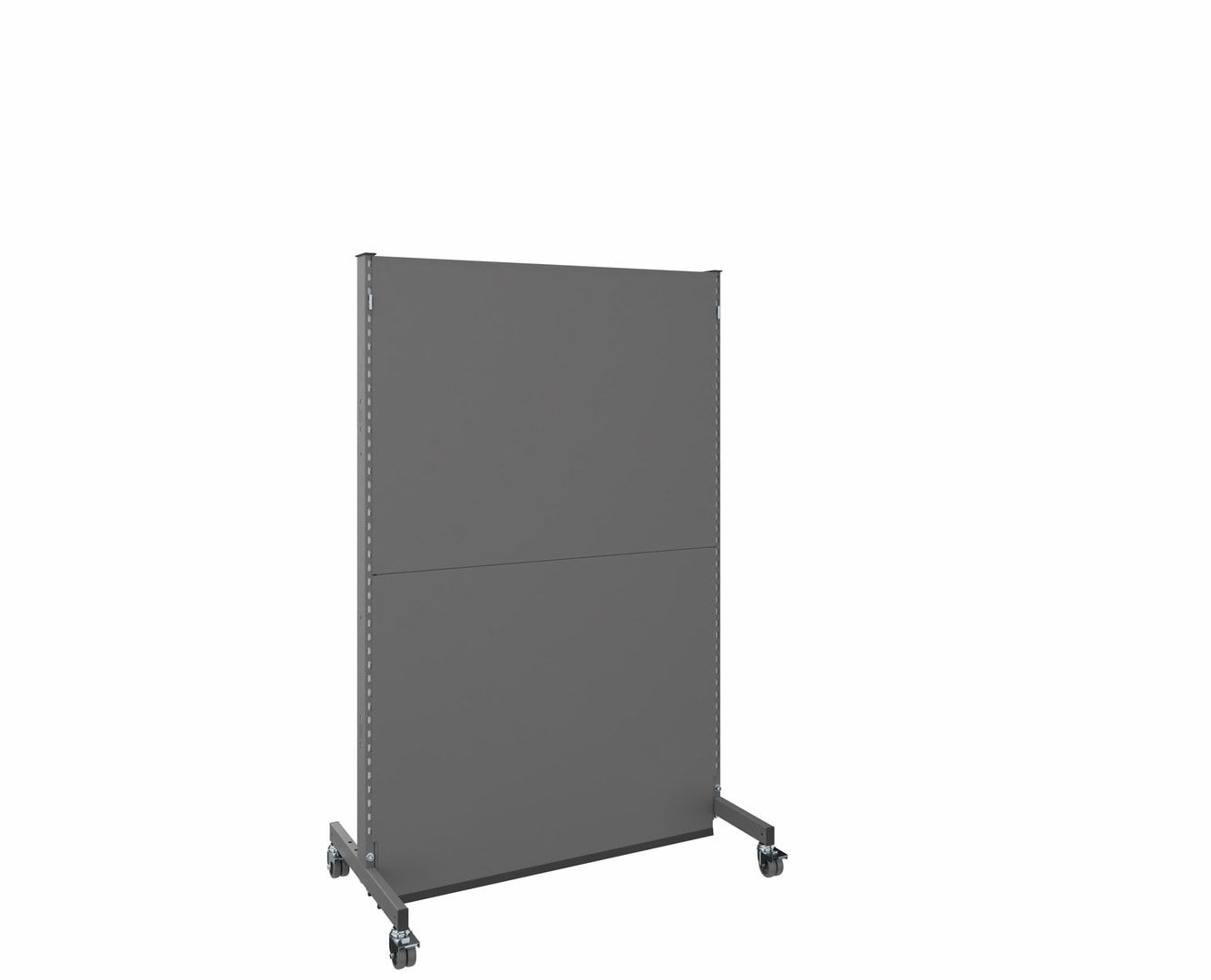 OTTOKIND Mobile Akustikwand, Grundfeld, 2.000 x 1.280 x 740 mm (HxBxT), Front Glattblech, Rückseite Lochblech, Rollen, Brandschutzklasse B1, Staubgrau