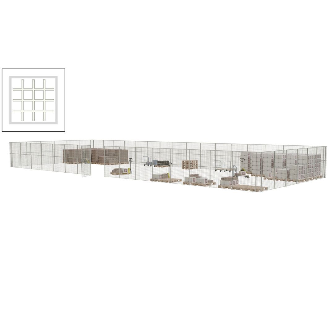 Maschinen Schutzgitter - Hallentrennwand - Sicherheitszaun - Tür - 66 m - 2.200 x 24.400 x 9.400 mm (HxBxT) - enzianblau