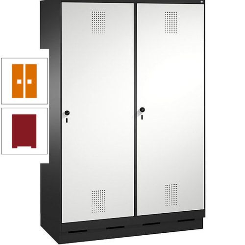 Doppel-Spind, Garderobenschrank, 2 Türen für 4 Abteile a 300 mm, Korpus anthrazitgrau, Türen anthrazitgrau, 1.800 x 1.200 x 500 mm (HxBxT)
