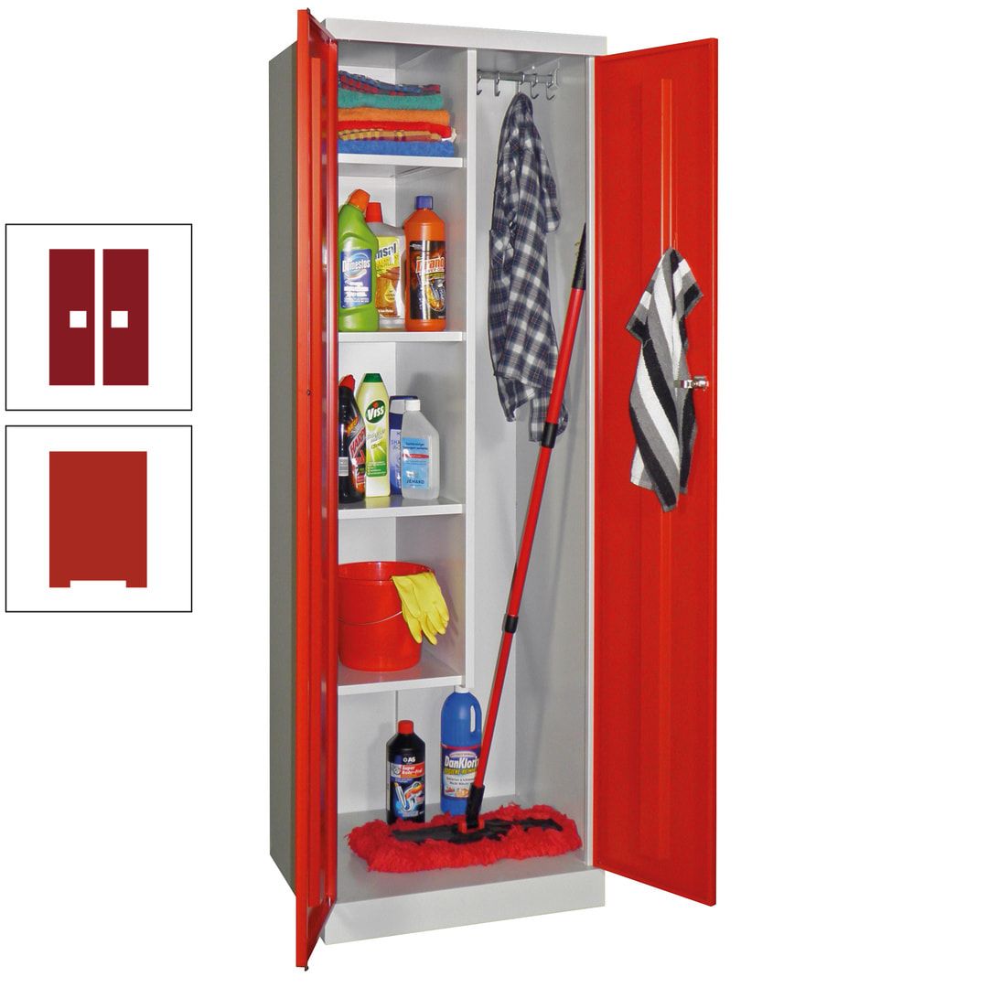 Putzschrank mit Sockel - 1 Abteil mit Trennwand - 1.800x600x500 mm (HxBxT) - Zylinderschloss - anthrazitgrau