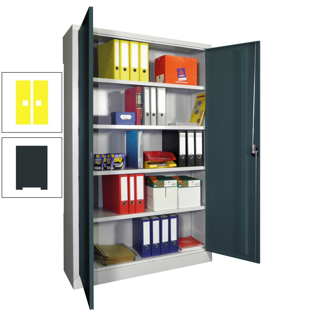 Aktenschrank - Vollblechtüren - 1.950x1.200x400 mm (HxBxT) - 4 Einlegeböden verzinkt - Zylinderschloss - anthrazitgrau