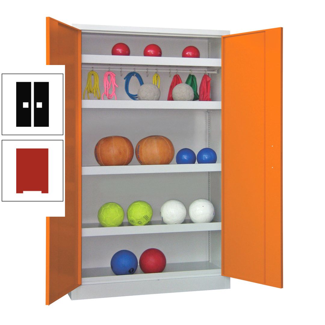 Ballschrank - Vollblechtüren - 4 Böden - 1 Hakenleiste - 1.950x1.200x500 mm (HxBxT) - anthrazitgrau