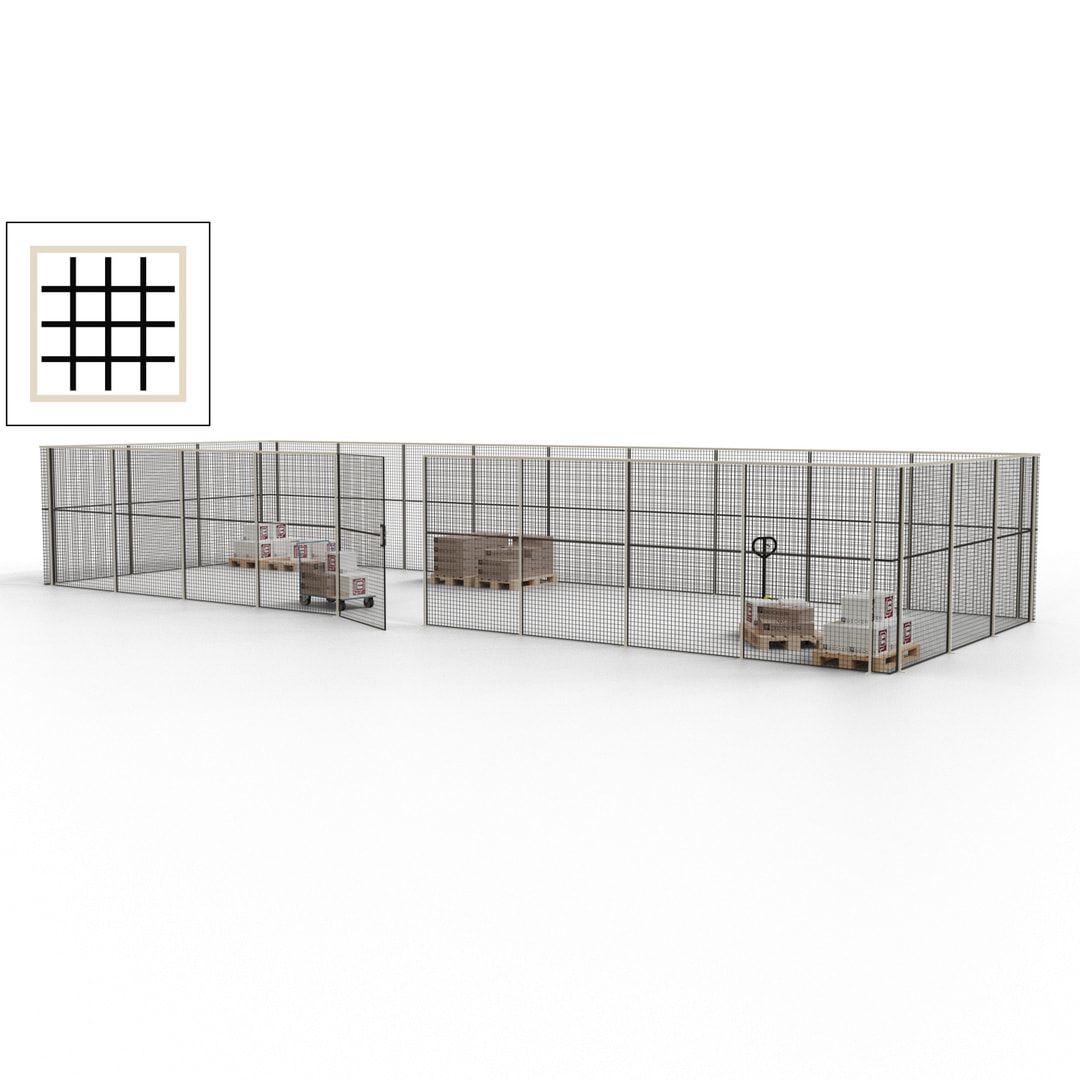 Maschinen Schutzgitter - Hallentrennwand - Sicherheitszaun - Tür - 36 m - 2.200 x 13.900 x 4.900 mm (HxBxT) - enzianblau