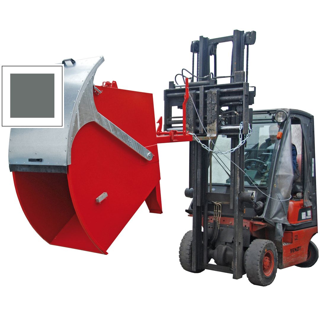 BAUER Kippbehälter mit Runddeckel - 1000 l Volumen - 1500 kg - Sammelbehälter - feuerrot
