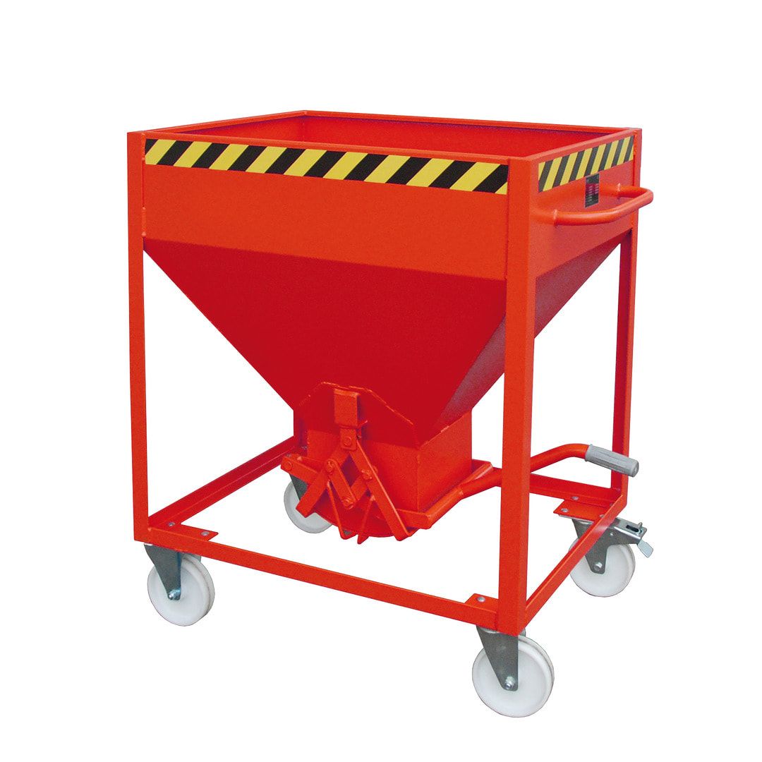 Silobehälter - 600 l - rollbar mit Scherenverschluss - 1.600 x 1.115 x 780 mm - feuerrot (RAL 3000)
